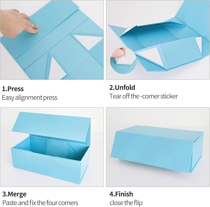 Blue Gift Box 10" x 6" x 3" with Magnetic Closure Lid Gifts Boxe for Presents,Bridesmaid Gifts Boxes,Cute Box,Birthday Gift Boxe,Luxury for Gifts Packaging, Magnetic Gift Box for Wrapping Gifts (Blue)-NeatNest