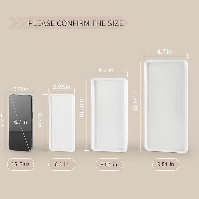 Gurygo 6" Small Ceramic Bathroom Tray for Kitchen Counter - Rectangle Ceramic Sink Tray for Bathroom Counter - Porcelain Dispenser Organizer for Kitchen Bathtub Counter, White-NeatNest