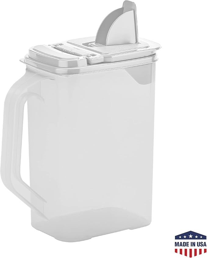 Buddeez Kitchen Pantry Container - Easy Grip Handle for Mess Free Use - Flour and Sugar Storage Made Simple - 4 Quart White Lid-NeatNest