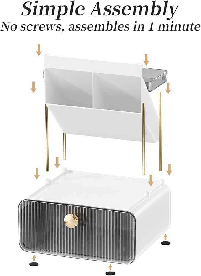 2-Tier Makeup Organizers Countertop,Versatile Bathroom Counter Organizer,Cosmetic Make Up Organizers for Vanity,Cute Skincare Organizer (Grey)-NeatNest