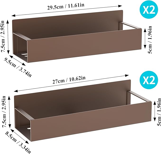 4 Pack Magnetic Spice Storage Rack Organizer for Refrigerator and Oven, Bronze Fridge Organizers and Storage
