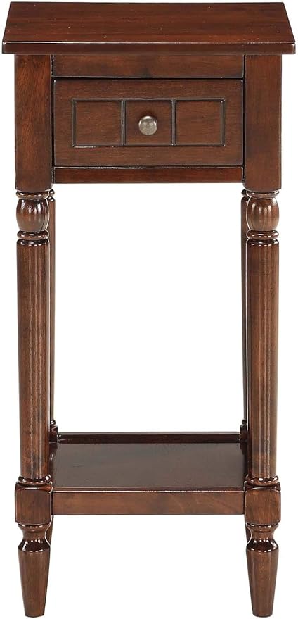 Convenience Concepts French Country Khloe 1 Drawer Accent End Table 14" - Traditional Farmhouse Side Table with Storage Drawer and Shelf for Living Room, Espresso-NeatNest