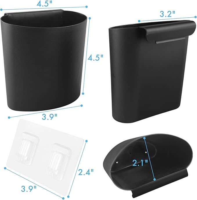 4 Pack Wall Caddy Pen Holders, White & Black Pencil Cups Organizer for Marker/Remote/Crayon/White Board, with Adhesive Stickers, Office Craft Class Kids Room Art Rolling Cart Hanging Cups