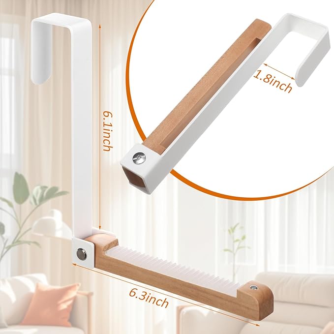 4 Pack Over The Door Hooks Folding Door Hangers with Rubber Portable Clothes Drying Rack Travel Hanging Coat Rack for Bathroom Bedroom Kitchen Laundry Clothing(White)