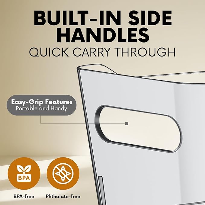 Clear Extra Large Plastic Storage Bins, Pantry Organizers and Storage Containers Fridge Organizer Bins for Organizing Home, Kitchen Organization. Bathroom, Refrigerator, Freezer, Laundry Room-NeatNest