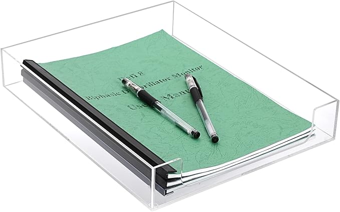 BTSKY Multipurpose A4 File Tray Clear Acrylic Desk Tray Organizer Elegant Letter Size Desk Documents Trays Magazine Files Storage Basket Organizer Bin for Office Cosmetics Bathroom