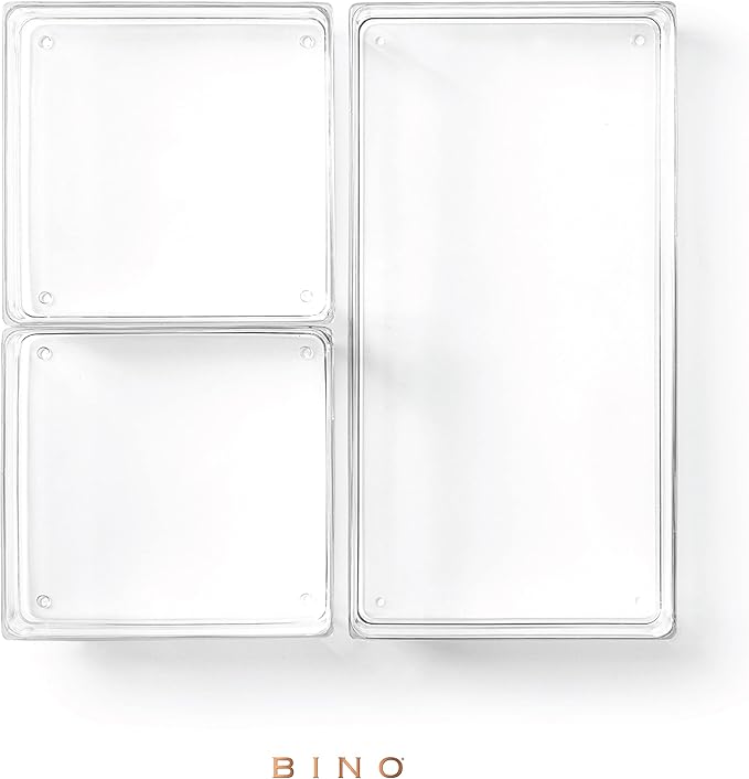 BINO | 3-Piece Drawer Organizer Bin Set | THE MODULAR | Multi-Purpose Storage | Durable | BPA-Free | Desk Drawer Organizer | Vanity Organizers | Bathroom & Makeup Organizers-NeatNest