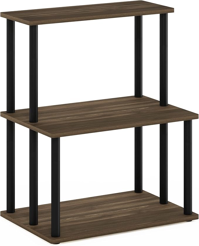 Furinno Turn-N-Tube 3-Tier Toolless Kitchen Storage Shelf, Columbia Walnut/Black-NeatNest