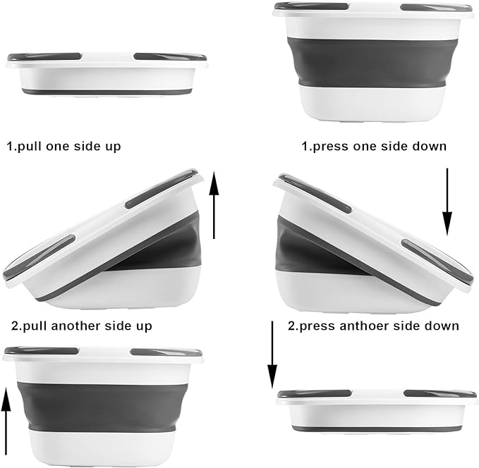 Coloch 2 Pack 16L/4.2 Gallon Collapsible Plastic Bucket, Foldable Mop Bucket Laundry Basket with Handle, Portable Water Pail Space-Saving Bucket for House Cleaning, Car Washing, Fishing, Camping