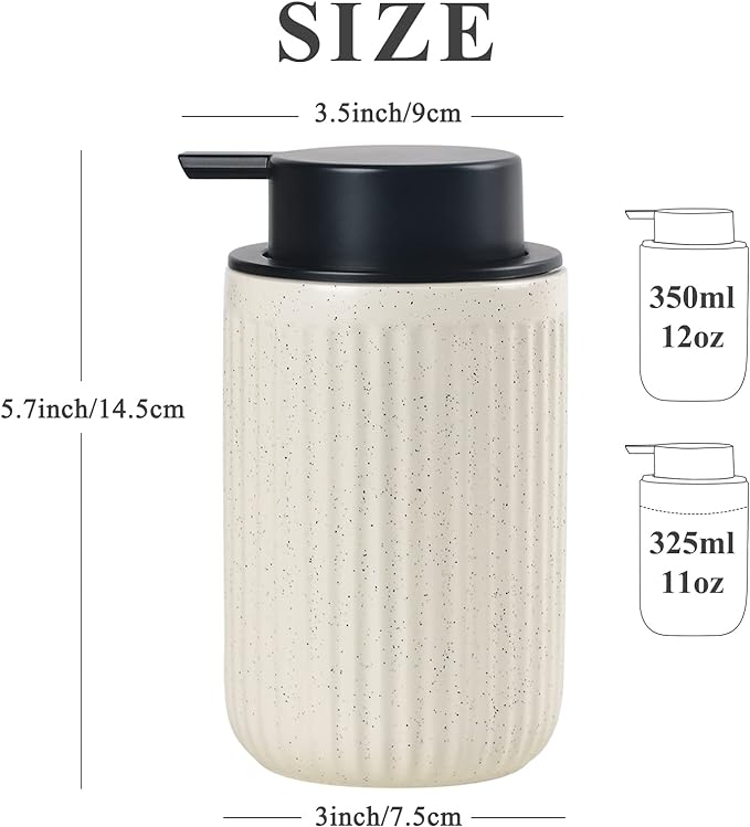BosilunLife Beige Soap Dispenser Set - 2 Pack 12oz Ceramic Dish Soap Dispenser with Rust Proof Pump for Kitchen, Hand Soap and Lotion Set Suitable for Farmhouse Bathroom Decor with Waterproof Labels-NeatNest
