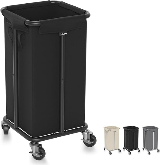 Laundry Basket with Wheels, Rolling Laundry Hamper, 30 Gal.(115L), Removable and Machine Washable Liner, Steel Frame, Tall Laundry Cart for Laundry Room, Bedroom, Bathroom, Dorm Storage -Black