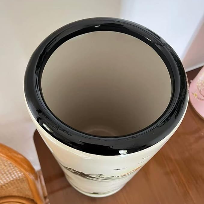 Ceramic Umbrella Stand Umbrella Holder for Entryway Hand-Made Umbrella Stand Barrels Umbrella Holder Cane Floor Standing Vase Ceramic Storage Bucket for Home Office Entrance Indoor.(Red 204)-NeatNest
