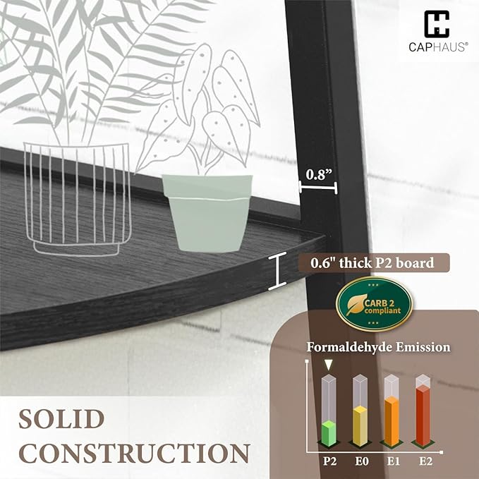 CAPHAUS Tall Corner Shelf Stand, 5-Tier Display Shelves, Ladder Corner Wood Storage Plant Bookshelf with Metal Frame, Versatile Shelving Unit Bookcase for Home Office Space, Black-NeatNest