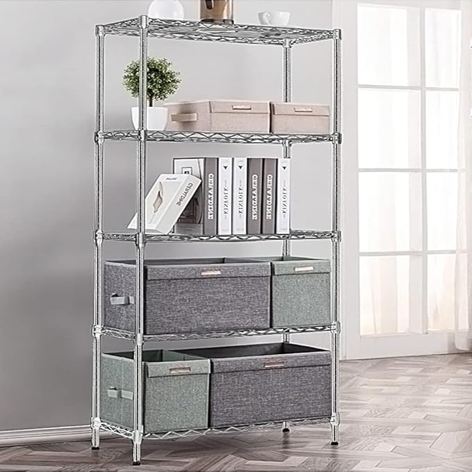 BNSPLY 5 Tier Wire Shelving Unit, Height Adjustable Wire Shelves with NSF Certified, Metal Storage Rack Shelf Unit for Laundry, Kitchen, Bathroom, Pantry, Closet (14" D x 35.5" W x 71" H, Chrome)-NeatNest