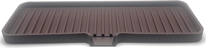 Happitasa Silicone Soap Dish Tray and Sponge Holder with Drain Chute | Bathroom and Kitchen Sink Organizer Caddy (Dark Chocolate, 12"x4", 7.4 Ounces)-NeatNest