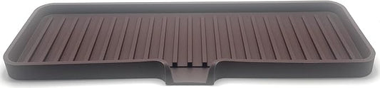 Happitasa Silicone Soap Dish Tray and Sponge Holder with Drain Chute | Bathroom and Kitchen Sink Organizer Caddy (Dark Chocolate, 12"x4", 7.4 Ounces)-NeatNest