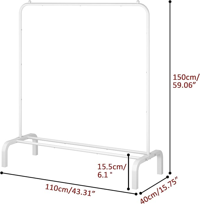 Clothes Rack Metal Clothing Rack with Bottom Shelf Garment Rack for Hanging Clothes Shirts Jeans and Coats White-NeatNest