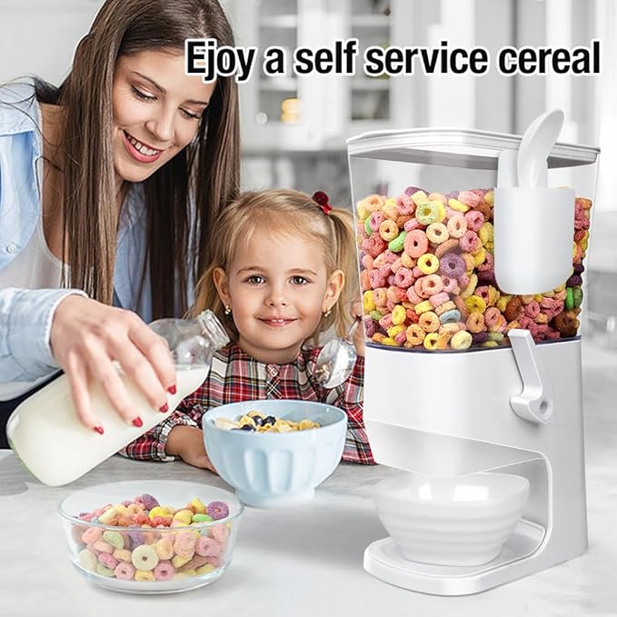 Cereal Dispenser Countertop With Bowls and Spoons Cereal Containers Storage for Pantry Snack Organizer Dry Food Storage Container with Lid for Kitchen Organization Oatmeal Nut Granola（1pcs White）-NeatNest