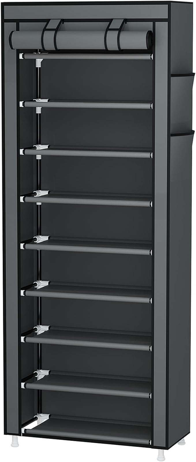 Calmootey 9 Tier Shoe Rack Organizer,Portable Shoe Shelf with Nonwoven Fabric Cover for Closet Hallway,Bedroom,Entryway,Grey-NeatNest