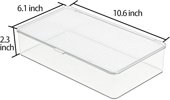 Clear Plastic Storage Bin with Lid, Organizer for Pantry, Office, Bathroom, Kitchen, Snack, Tea Bag, Coffee Container (Small)-NeatNest