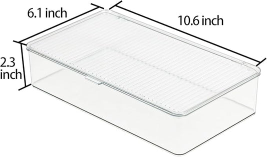Clear Plastic Storage Bin with Lid, Organizer for Pantry, Office, Bathroom, Kitchen, Snack, Tea Bag, Coffee Container (Small)-NeatNest