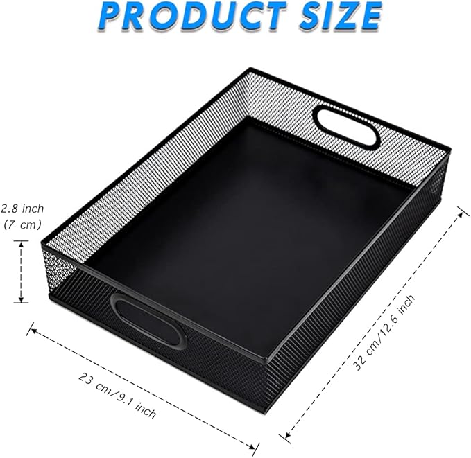 Desk Drawer Organizer, A4 Large Metal Mesh Desk Rrganizer Tray, Versatile Storage Box Set for Office Home Supplies,13 x 9 inches-NeatNest