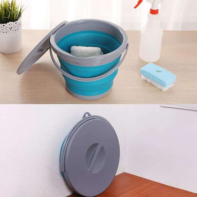 Ahyuan Collapsible Water Bucket with Locking Lid Multifunction Foldable Round Tub Water Pot Portable Water Pail Space Saving Water Container for RV, Camping, Marine, Outdoor Activities and Home (Blue)-NeatNest