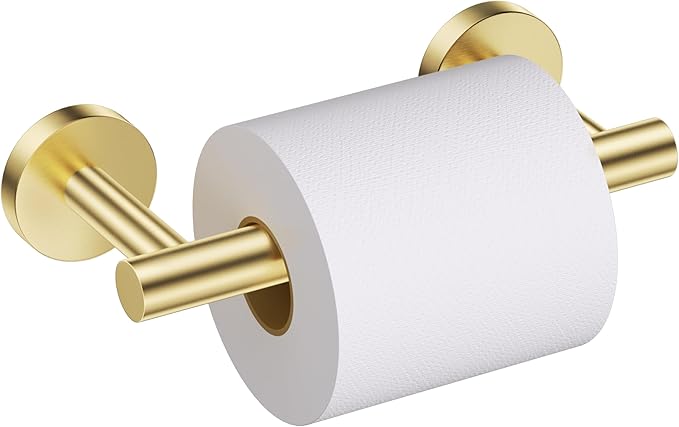 Brushed Gold Toilet Paper Holder Wall Mount, Double Base Large Toilet Paper Roll Holder Stainless Steel Bathroom Hardware Accessories, Commercial Toilet Paper Dispenser-NeatNest