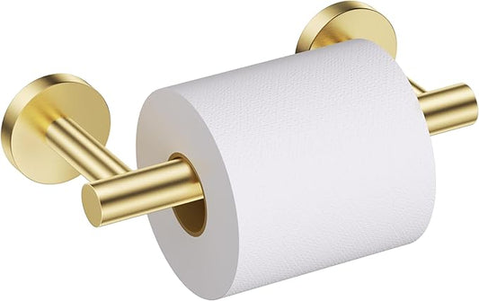 Brushed Gold Toilet Paper Holder Wall Mount, Double Base Large Toilet Paper Roll Holder Stainless Steel Bathroom Hardware Accessories, Commercial Toilet Paper Dispenser-NeatNest