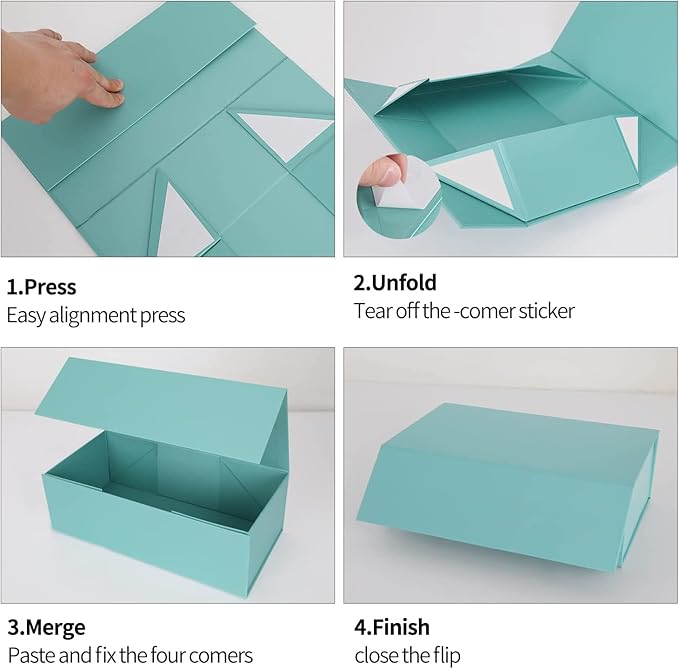 Gift Boxes 12" x 6" x 4" with Magnetic Closure Lid Gift Boxes for Presents,Bridesmaid Gifts Box,Cute Box,Birthday Gift box,Luxury for Gift Packaging, Magnetic Gift Box for Wrapping Gifts (Light Blue/5PCS)-NeatNest