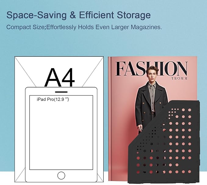 deli Collapsible Magazine File Holder 4 Vertical Compartment Binder Holder for Desk Organizer Adjustable Sturdy Binder Storage Organizer for Office School Home（Black）-NeatNest