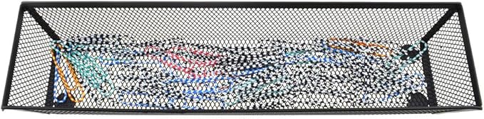 HAHIYO Stackable Mesh Tray Cup 12 x 3 x 2 inches Sturdy Container for Desk Drawer Organizer Collection for Home Office School kitchen Soft Foam Feet No Sharp Edges 2 Pack Black-NeatNest