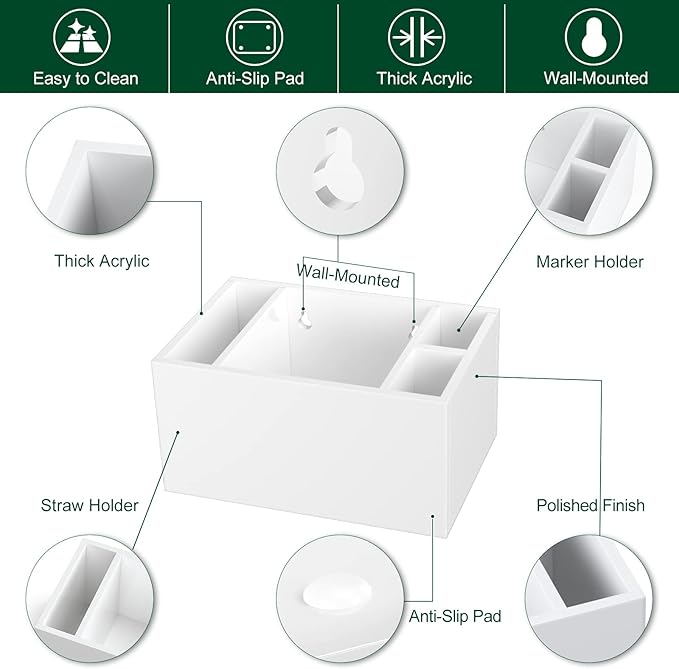 Cup Holder with Marker Slot, Party Cup Dispenser Acrylic Cup Organizer Mark Your Cup and Drink Up Caddy Modern Bar Counter Decor, White-NeatNest