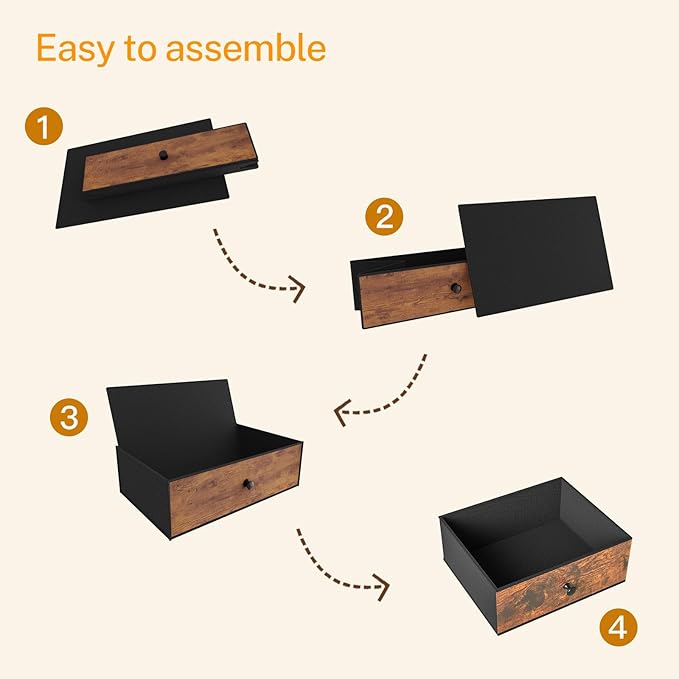 usikey 4 Tier Shoe Rack with 3 Drawers & 3 Fabric Shelves, Holds 15-18 Pairs, Metal Shoe Storage with Wood Top, Shoe Organizer for Entryway, Closet, Apartment, Rustic Brown-NeatNest