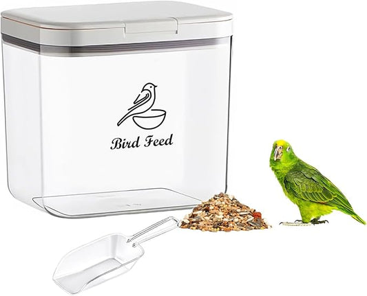 Airtight Bird Seed Storage Container with Flip Lid,4Lbs Bird Seed Container with Scoop,Wild Bird Seed Storage Bin,Bird food container-NeatNest