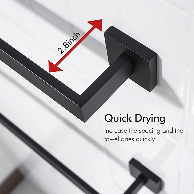BANOLUX Towel Rack, 32-Inch Single Towel Bars for Bathroom, Towel Racks for Bathroom Wall Mounted SUS304 Stainless Steel Hand Towel Holder Heavy Duty, Matte Black Towel Bar 2 Pack, A7-TB-MB-32IN-2PACK