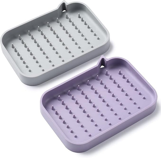 2 Pack Soap Dish, Non-Slip Self Draining Soap Holder for Shower, Bathroom, Kitchen-NeatNest