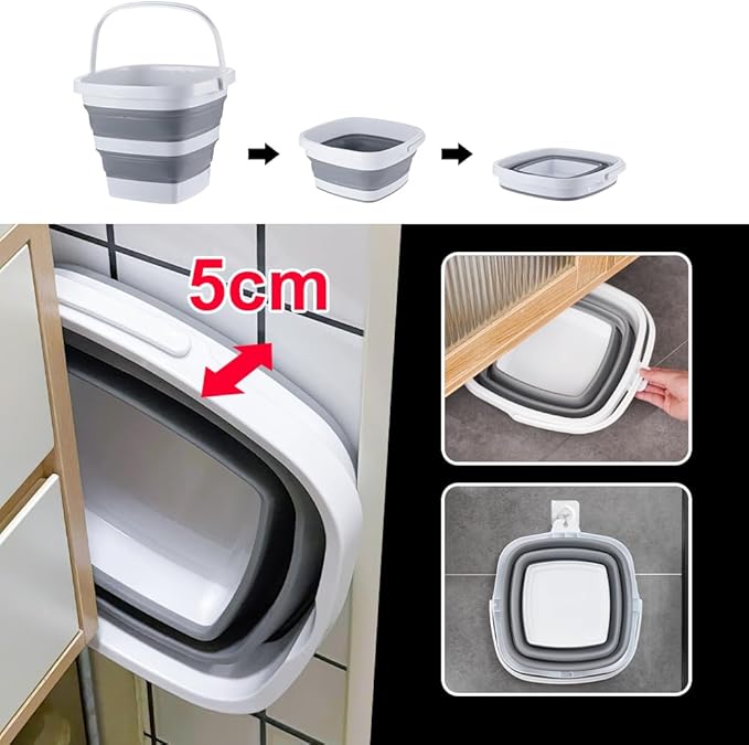 Collapsible Plastic Bucket with Handle 0.79 Gallon (3L) Each Foldable Rectangular Tub for Cleaning Camping Essentials Space Saving Outdoor Portable Bucket for Camping-NeatNest