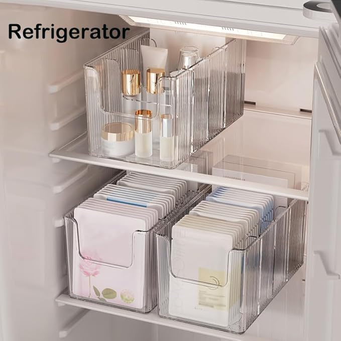2 Pack Extra Thick Acrylic Makeup Organizer with Removable Dividers - Waterproof Bathroom Storage for Sheet Masks/Essences/Cosmetics, Clear Visible Design, Space-Saving Vanity Organizer-NeatNest