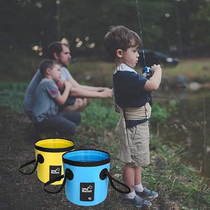 Collapsible Bucket with Handle, Multifunctional Foldable Water Container for Camping, Hiking, Traveling, Fishing, Washing, Gardening, Waterproof, Durable, Lightweight, Black-NeatNest