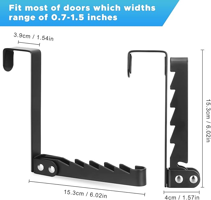 FYY Over The Door Hooks Hanger, 2 Pack Collapsible Folding Over The Door Organizer Rack Space Saving Hanging Storage Hanger for Clothes, Coats, Towels for Bedroom Bathroom Black-NeatNest