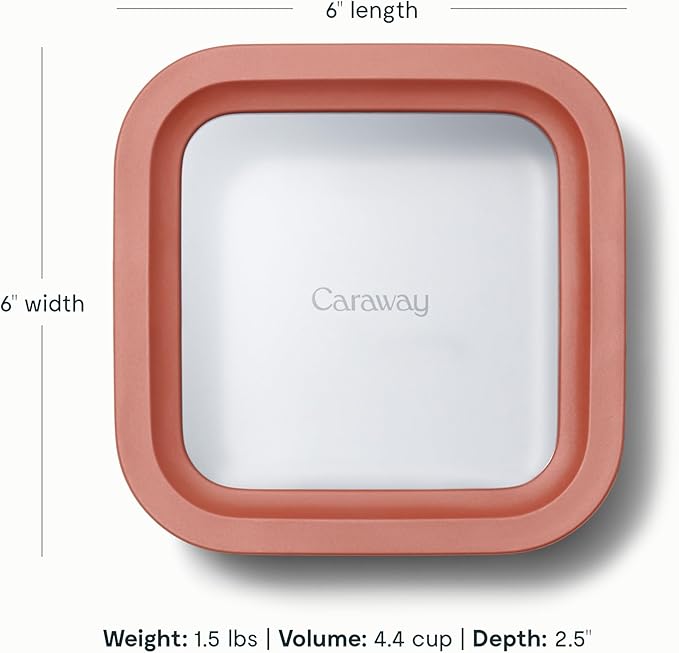 Caraway Glass Food Storage - 4.4 Cup Glass Container - Ceramic Coated Food Container - Non Toxic, Non Stick Lunch Box Container with Glass Lids - Dishwasher, Oven, & Microwave Safe - Perracotta-NeatNest