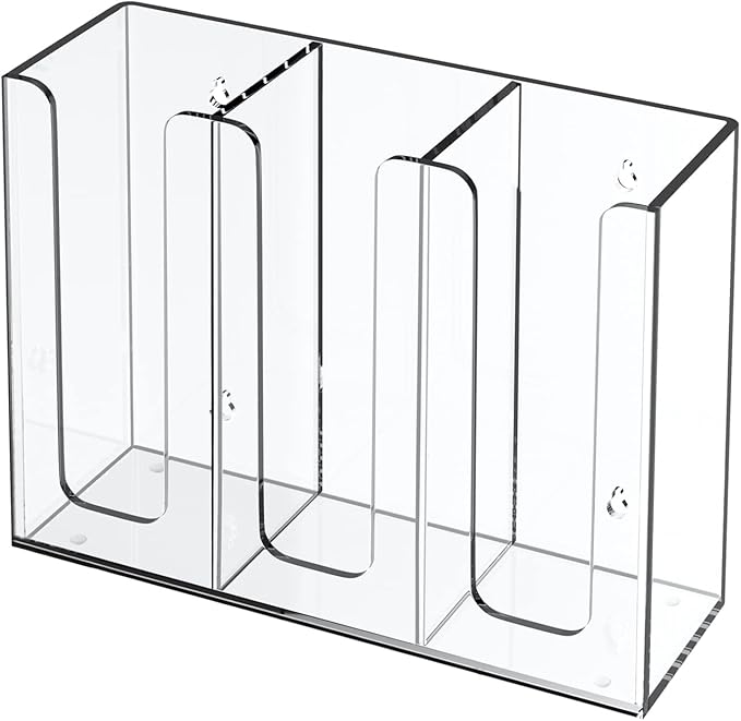 Richboom Acrylic Coffee Cup and Lid Storage Organizer Holder, 3 Compartments, Clear-NeatNest