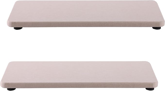2 Pcs Water Absorbing Stone Trays, Kitchen/Bathroom Sink Soap Dish, Diatomite Tray Used for Hand Soap & Cosmetic Bottles in The Modern Home, 3.15" W x 8.7" L, Light Gray-NeatNest
