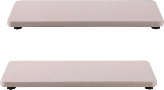 2 Pcs Water Absorbing Stone Trays, Kitchen/Bathroom Sink Soap Dish, Diatomite Tray Used for Hand Soap & Cosmetic Bottles in The Modern Home, 3.15" W x 8.7" L, Light Gray-NeatNest