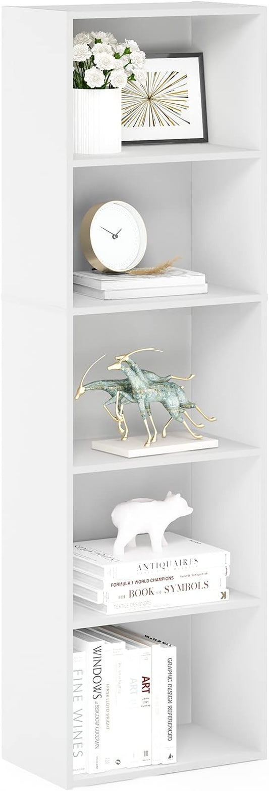 Furinno Luder Bookcase / Book / Storage , 5-Tier, White-NeatNest
