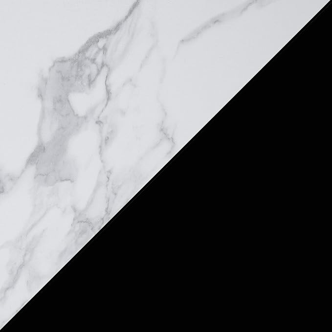 Convenience Concepts Oxford Console Table 39.5" - Sofa Table with Storage Shelf, Transitional Entryway Hall Table for Living Room and Bedroom, Display Foyer Table, White Faux Marble/Black-NeatNest