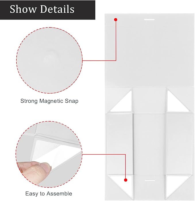 Gift Box with Lid for Presents 10.5x7.5x3.1 Inches with Ribbon and Magnetic Closure(1-Pack) (White)-NeatNest