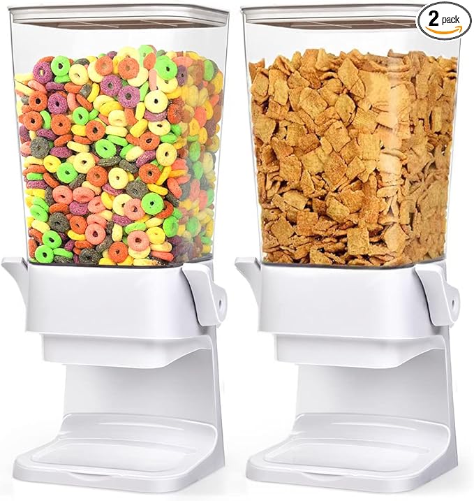 Cereal Dispenser Countertop 2 Pack 5.5 Qt Large Cereal Storage Container Holder Dispenser for Pantry Dry Food Snack Nut Candy Dispenser Countertop Kitchen Organization Storage for Oatmeal Granola-NeatNest
