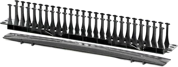 AEONS 1U Cable Management Horizontal 19-inch Rack Mount Cable Manager Finger Duct Raceway Plastic Hinged Cover Black